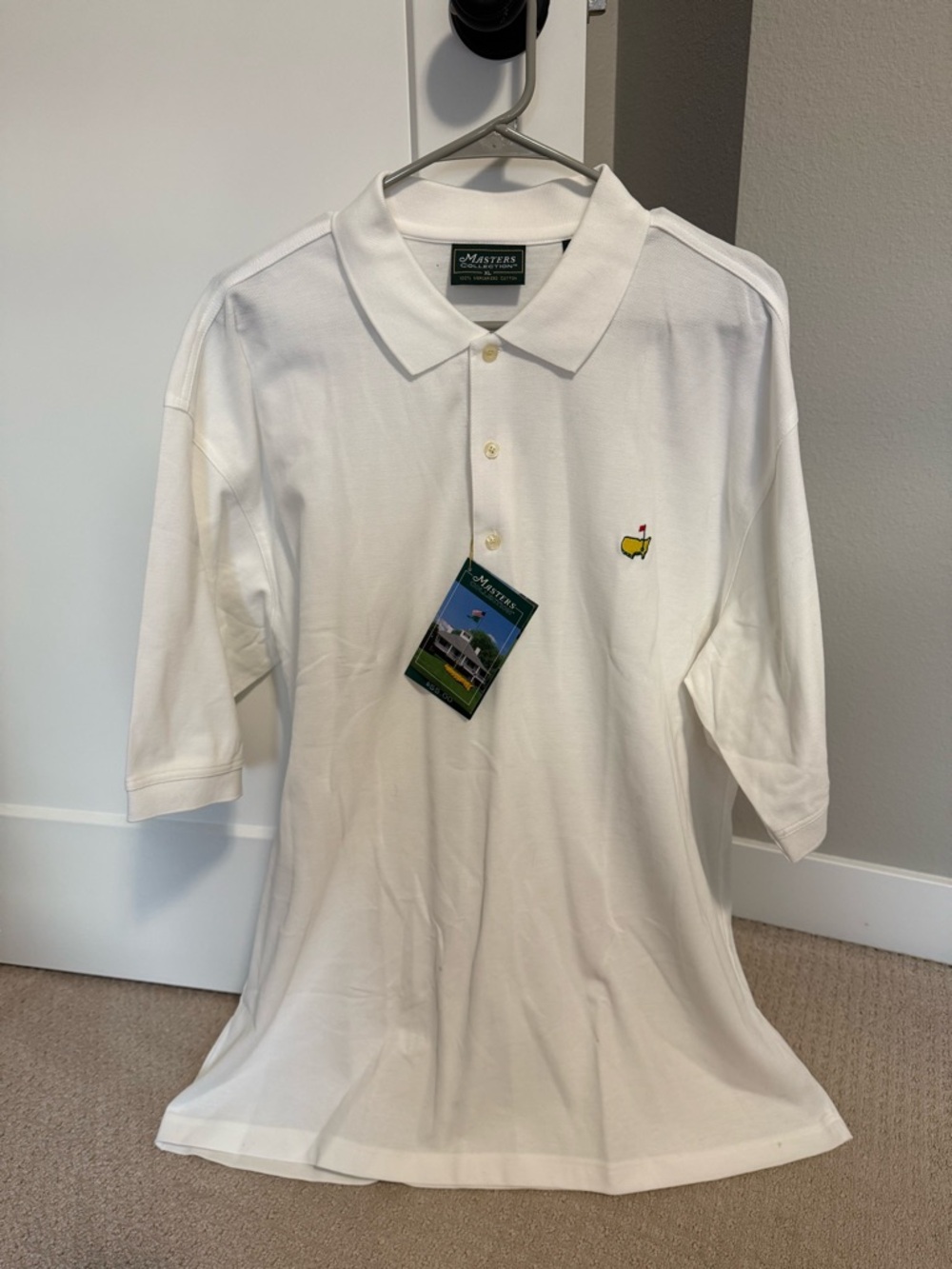 Authentic Men’s Masters Club White Embroidered Logo Polo Shirt- XL
